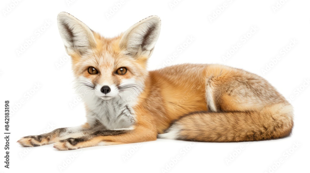 Fototapeta premium Fennec Fox full body clearly photo on white background , 