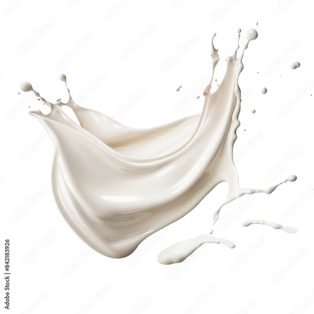 Splash of milk with drops and splatters, isolated on transparent background Splash of milk with drops and splatters, isolated on transparent background