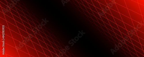 Red glowing neon wireframe background. Shining checkered diagonal grid planes in perspective. Retro futuristic depth wallpaper. Arcade game sci fi matrix surface backdrop for poster, banner. Vector