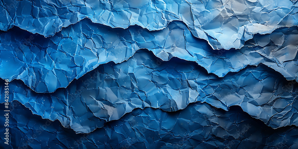 Fototapeta premium Symmetrical Crinkled Paper Artistry in Blue