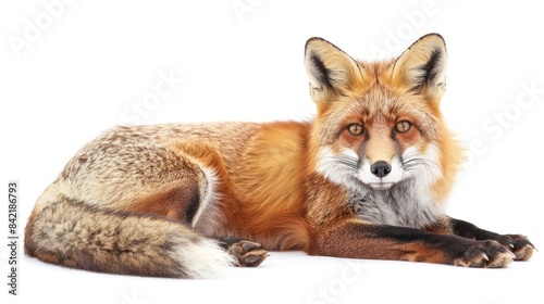 Fox full body clearly photo on white background , 