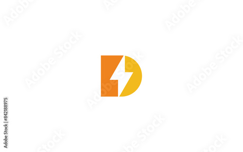 letter d with electricity logo vector illustration design template