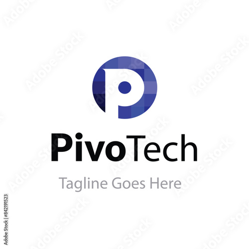  P logo, Pivo Tech logo, Circular logo, Pixels logo ,P letter logo