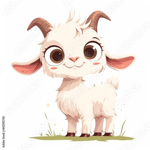 Cute little happy sheep goat cartoon
 photo