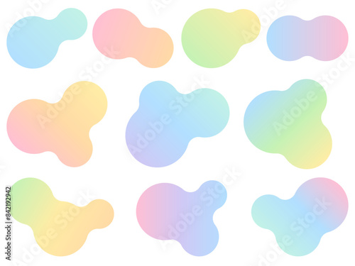 カラフルなグラデーションの繋がった円のイラストセット