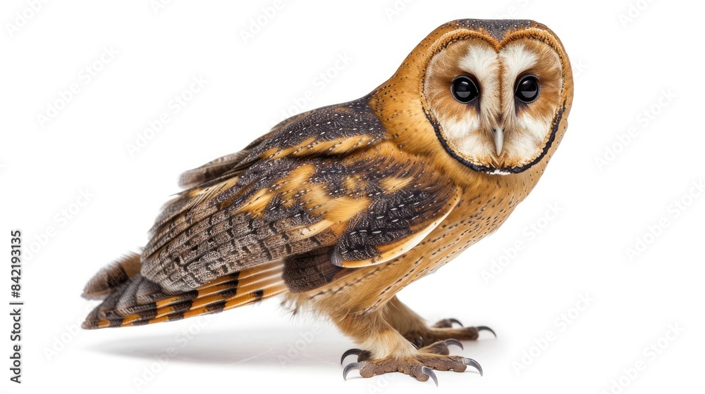 Obraz premium Golden Masked Owl full body clearly photo on white background ,