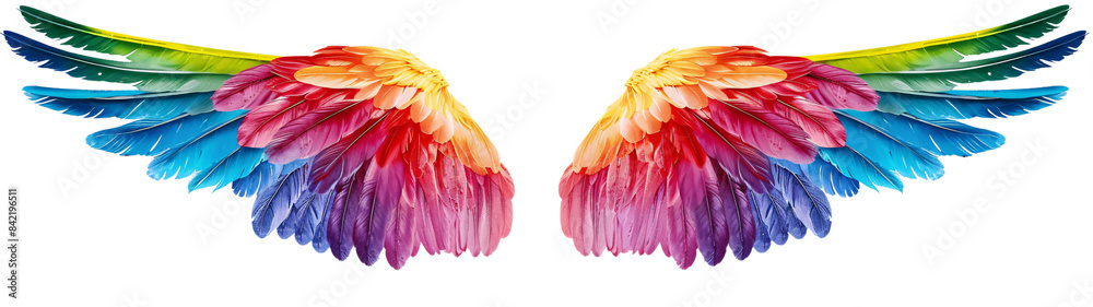 Obraz premium Rainbow pride wings isolated on transparent background.