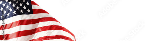 Patriotic American flag waving against a clear background, symbolizing freedom, pride, and national unity. photo