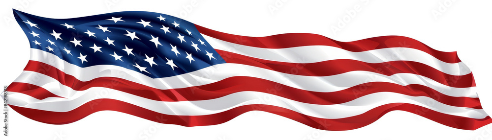 Obraz premium Waving American flag with stars and stripes, representing patriotism, national pride, and the United States of America.