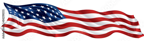 Waving American flag with stars and stripes, representing patriotism, national pride, and the United States of America.