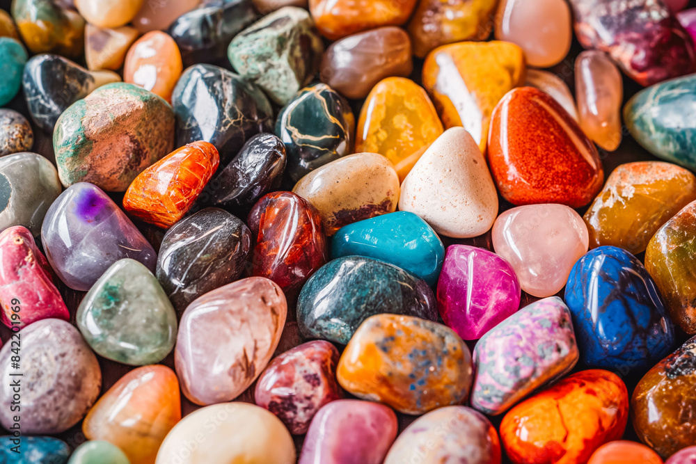 Vibrant colorful semi-precious stones in various shapes Vibrant colorful semi-precious stones in various shapes
