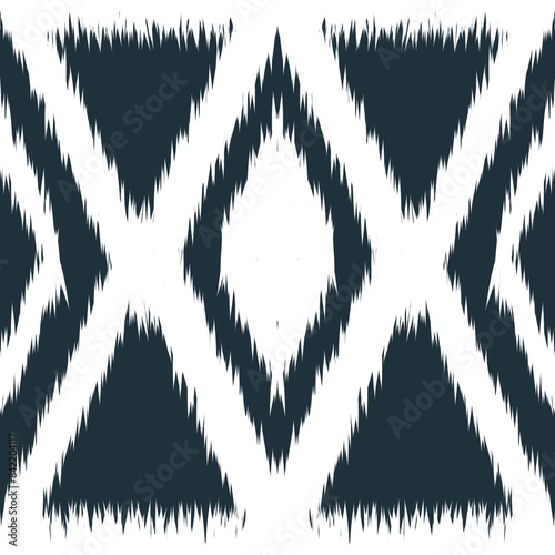 Geometrics Ikat ethnic design.Ikat seamless pattern in tribal, folk embroidery abstract wave art. ornament print. Ikat Design for wallpaper,carpet, clothing, fashion, fabric  © ARMY