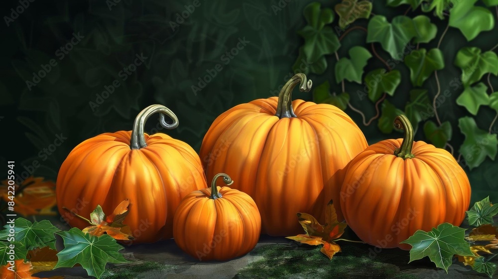 Fresh Pumpkin and Leaf Display Fresh Pumpkin and Leaf Display