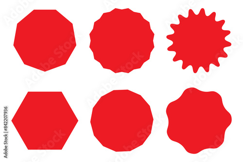 Red shape icons. Geometric and abstract forms. Bold design elements. Vector illustration.
