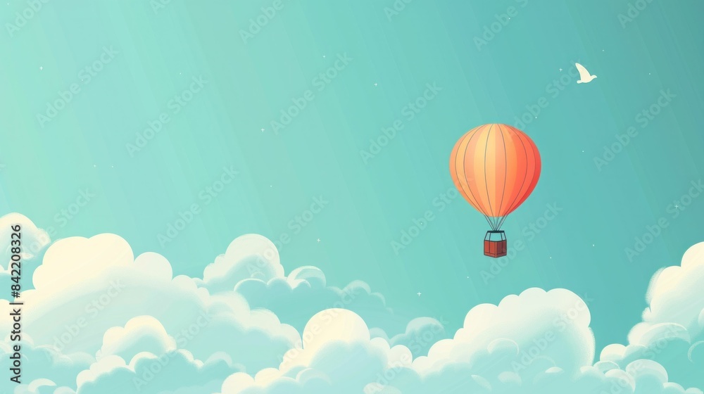 Fototapeta premium Traveling in style hot air balloon soaring through clouds on a relaxing adventure trip