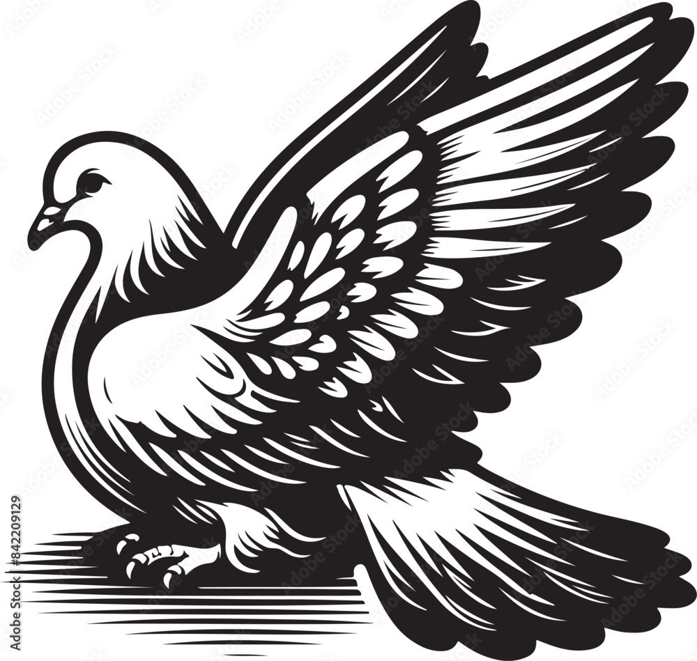 Fototapeta premium Pigeon silhouette vector Illustration