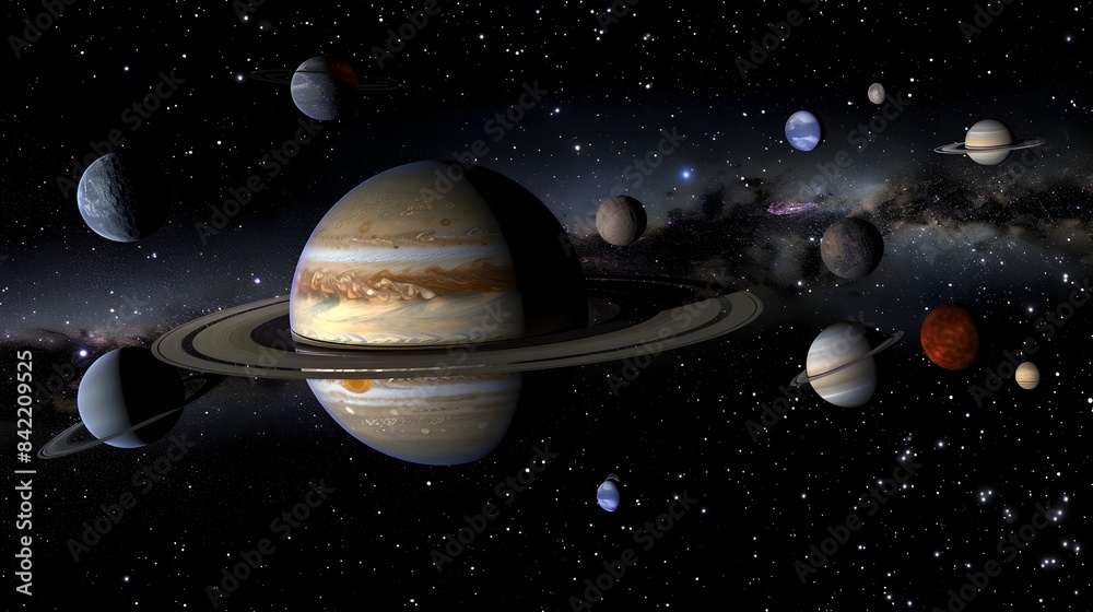 Fototapeta premium Detailed Rendering of the Diverse Planets within the Solar System