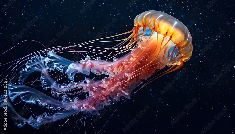 Pacific sea nettle jellyfish with flowing tentacles Pacific sea nettle jellyfish with flowing tentacles