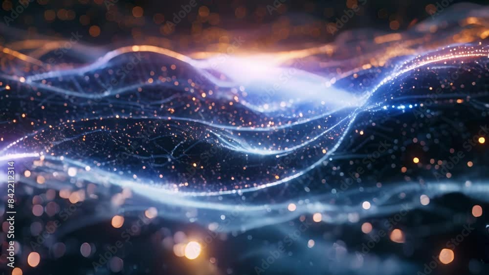 Data flows like a cosmic river connecting and merging with other data points along its journey. Data flows like a cosmic river connecting and merging with other data points along its journey.