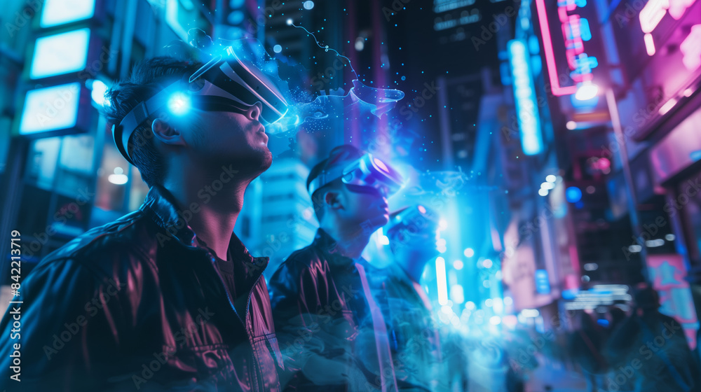 Fototapeta premium Future Gaming: AI-Powered Virtual Reality in Urban Settings