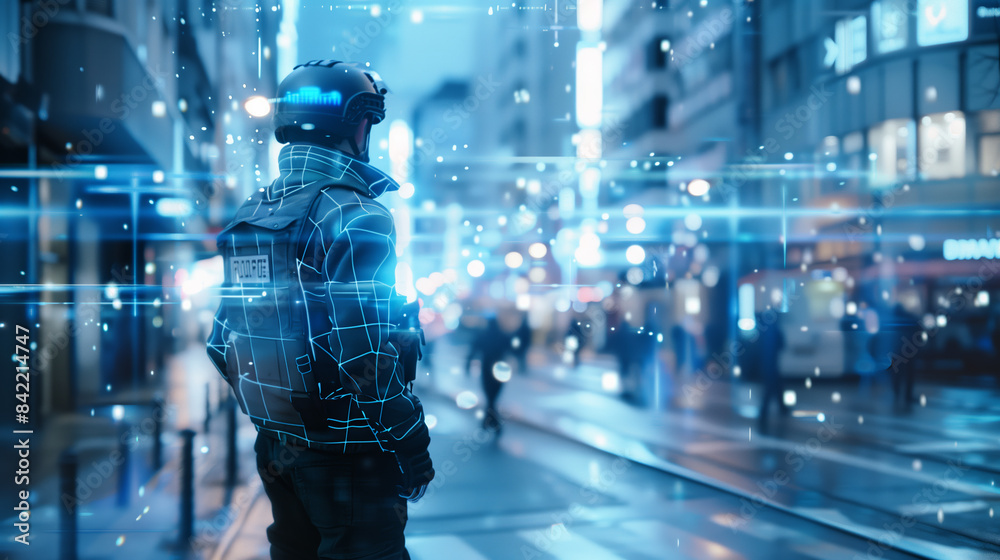 Fototapeta premium Holographic AI Systems for Urban Crime Prevention