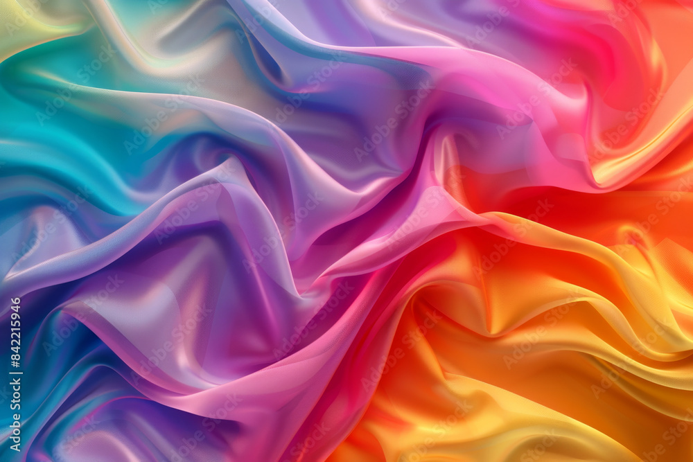 3d render of colorful rainbow satin fabric with wavy folds, background with space for text or design, vibrant colors, silk texture, abstract art, detailed fabric pattern 3d render of colorful rainbow satin fabric with wavy folds, background with space for text or design, vibrant colors, silk texture, abstract art, detailed fabric pattern
