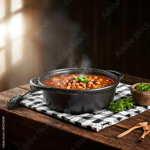 Tropeiro beans, a traditional and tasty dish from Brazilian cuisine. photo