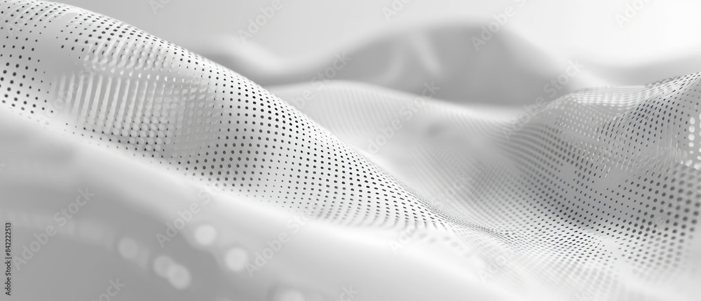 Background of wave curved shape with dot white gray pattern gradient light texture, highlighted by simple line objects, Sharpen 3d rendering background Background of wave curved shape with dot white gray pattern gradient light texture, highlighted by simple line objects, Sharpen 3d rendering background
