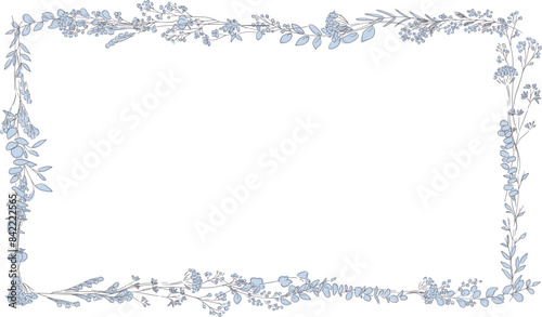 手描きの草木ベクターイラスト。ナチュラルな草木のベクターフレーム。草木の線画イラストセット。Hand drawn vector illustration of plants and trees. Natural grass and trees vector frame. Line drawing illustration set of plants and trees.