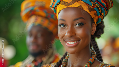 Black History Month parade with colorful floats and traditional attire