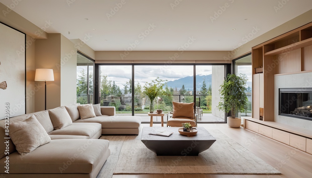 Gorgeous living room featuring elegant hardwood flooring in a newly built highend residence Gorgeous living room featuring elegant hardwood flooring in a newly built highend residence