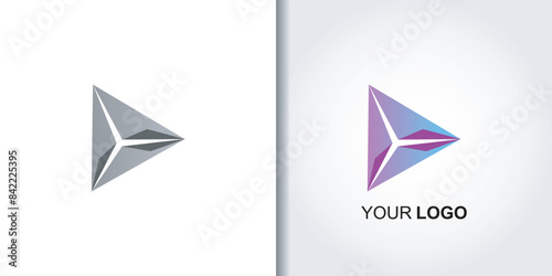 play button triangle logo template