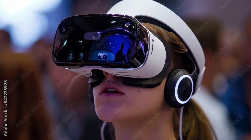 Woman Experiencing Virtual Reality Woman Experiencing Virtual Reality