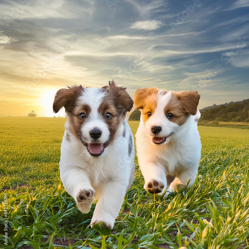 들판을 뛰어노는 강아지들