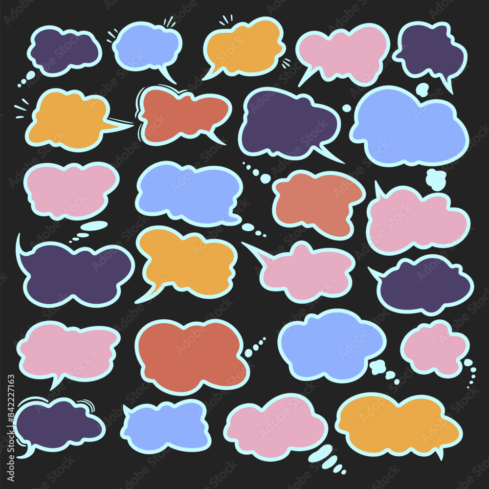 colorful speech bubble conversation bubble hand draw set element colorful speech bubble conversation bubble hand draw set element