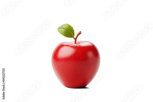 Illustrated Red Apple with Green Leaf | Isolated on Transparent & White Background | PNG File with Transparency 