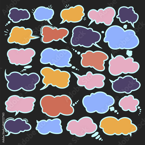 colorful speech bubble conversation bubble hand draw set element