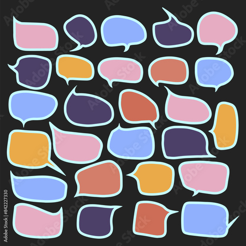 colorful speech bubble conversation bubble hand draw set element