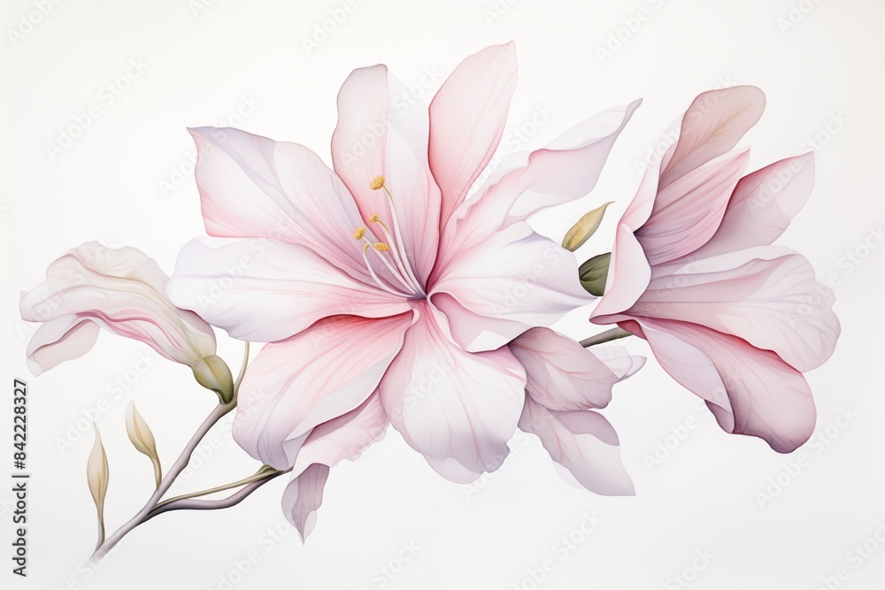 Radiant Bloom: Exquisite Watercolor 3D Flower on Clean White Canvas Radiant Bloom: Exquisite Watercolor 3D Flower on Clean White Canvas