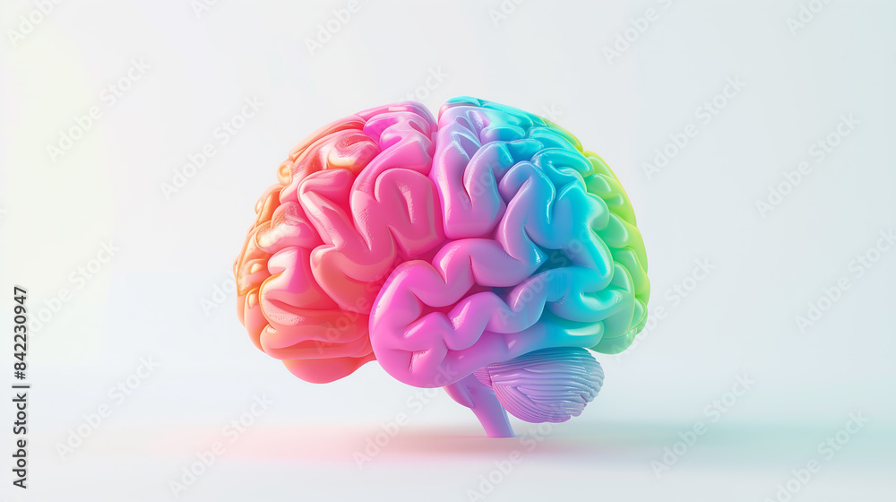 Colorful Illustration of a Human Brain on a White Background Colorful Illustration of a Human Brain on a White Background