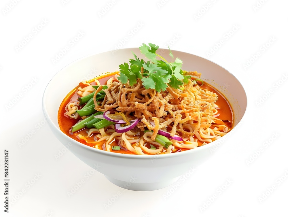 Vibrant Thai Khao Soi Noodle Dish with Crispy Shallots and Cilantro Vibrant Thai Khao Soi Noodle Dish with Crispy Shallots and Cilantro