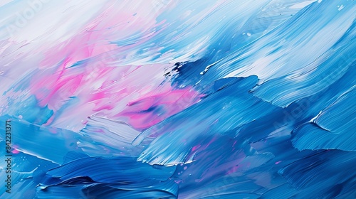 Abstract Blue Brush Strokes Painting