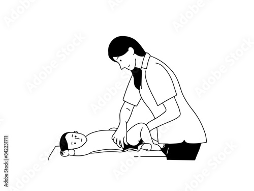 Baby sitter change diapers