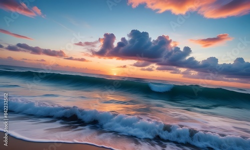 Beautiful sea  aesthetic  vibrant  sky  wave. 