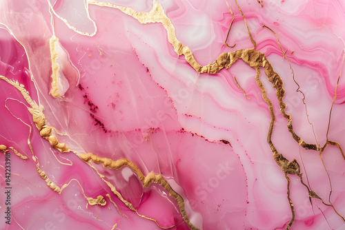 pink marble gradient with golden lines, abstract