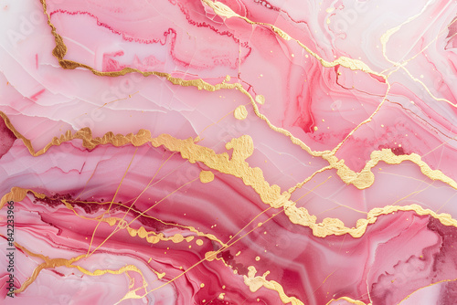 pink marble gradient with golden lines, abstract