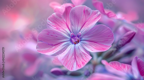 Detailed shot of a phlox flower  with focus on the intricate petal patterns and vibrant colors