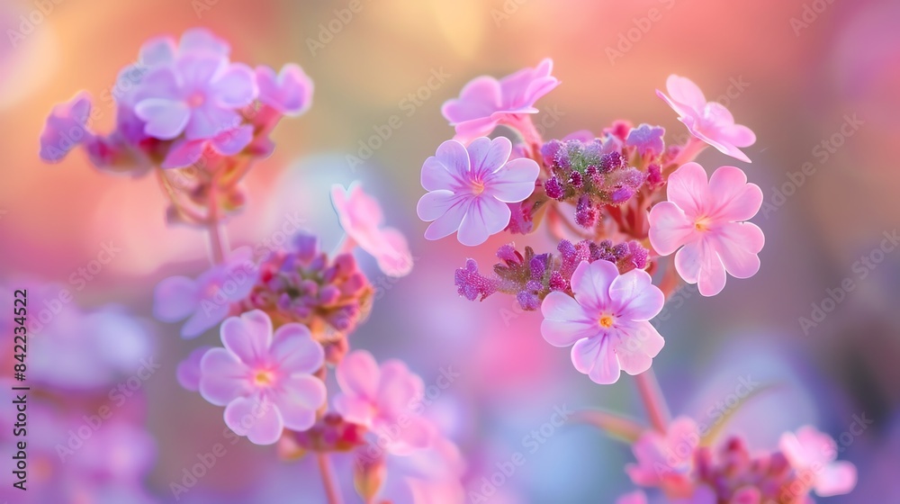 Obraz premium Detailed shot of a verbena, with focus on the delicate petals and soft hues