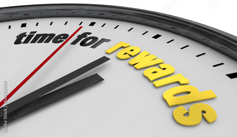 Time for Rewards Clock Appreciation Recognition Benefits Incentives 3d Illustration