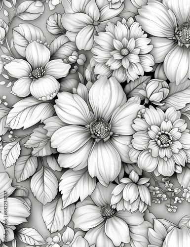 Adult coloring page - decorative flowers
